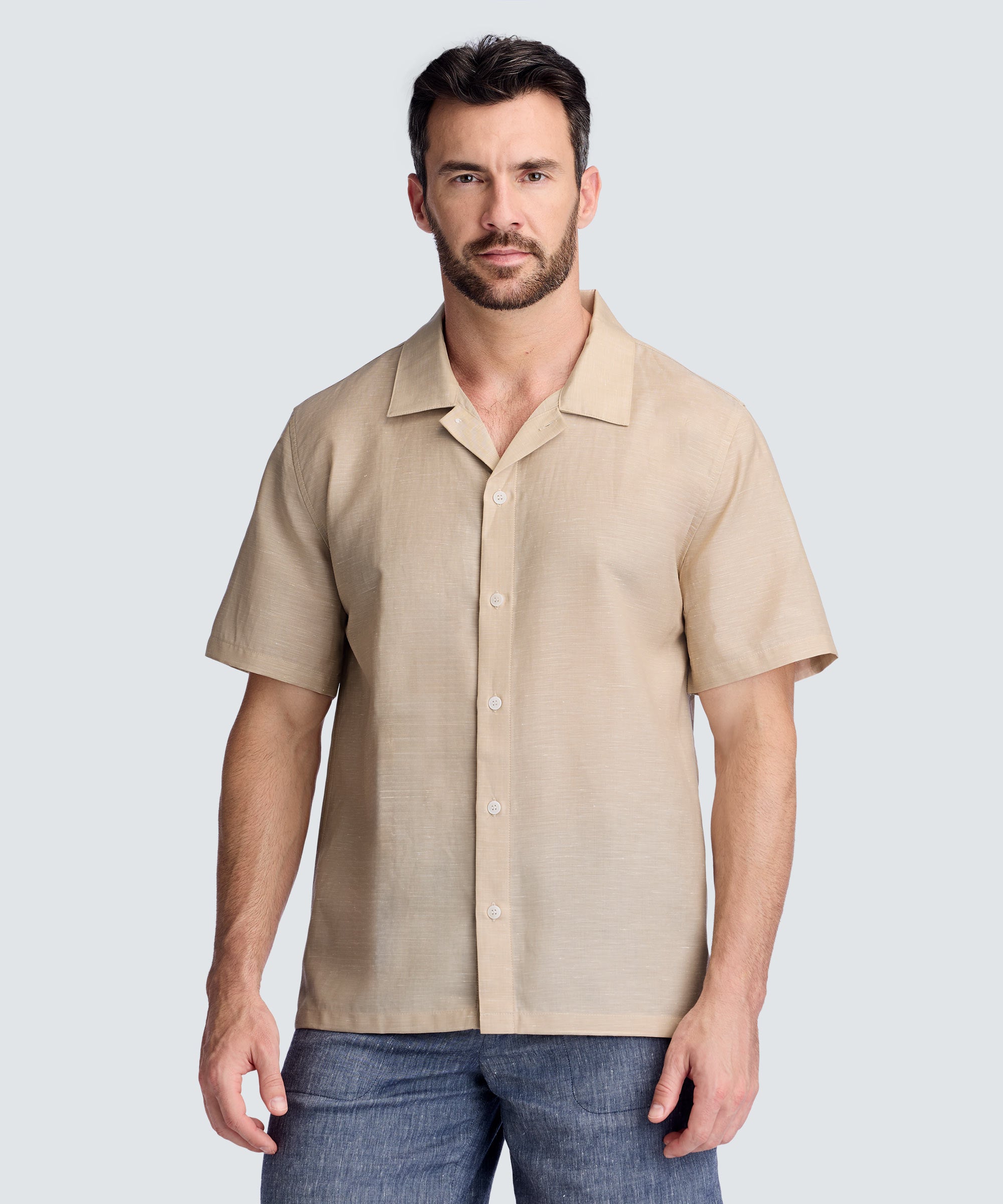 merino dress shirt wool Men, Navy Blue business in London and any first class cabin Men's Merino Linen Tropical Shirt