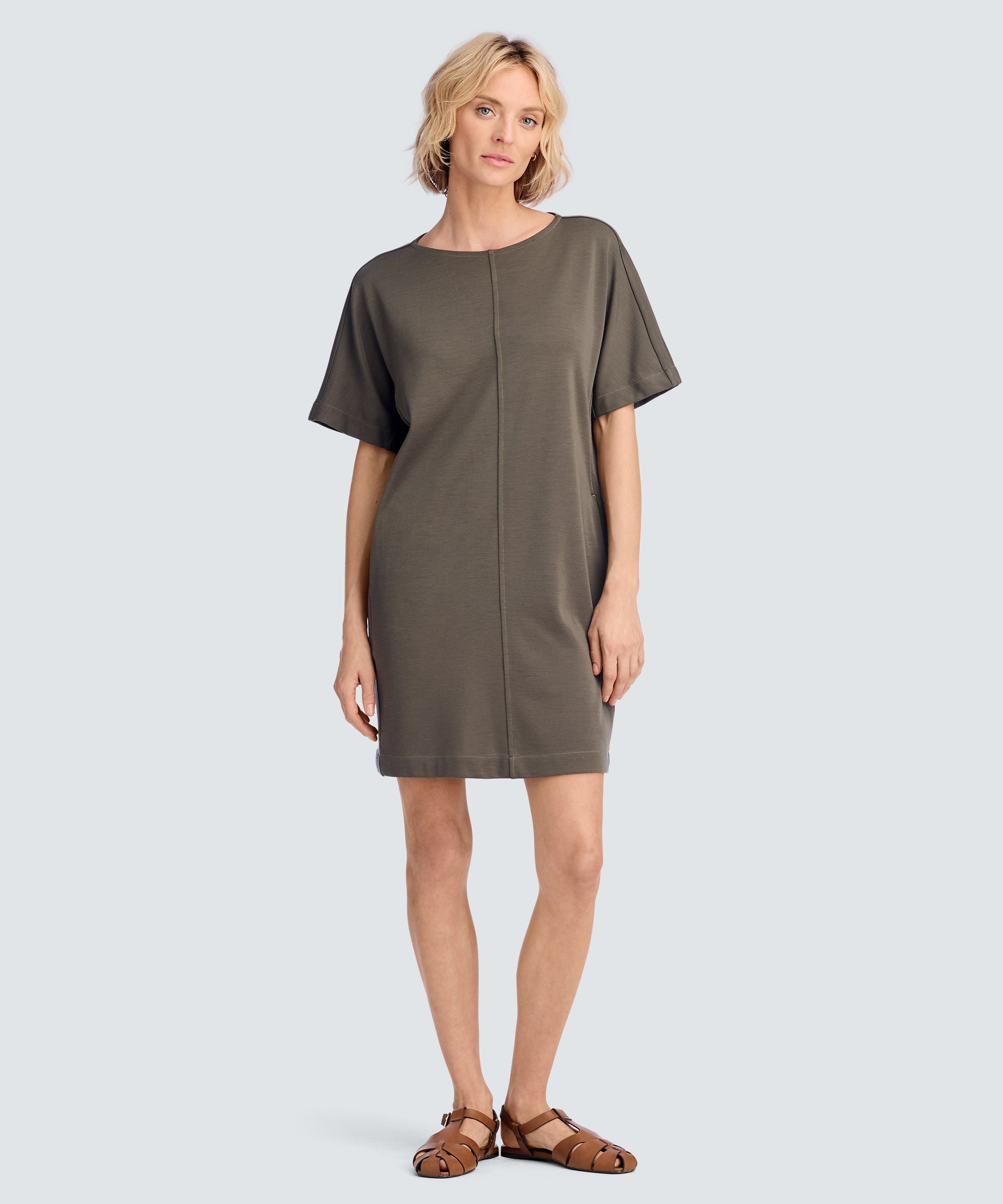 slim fit dress slacks Women's Merino Boatneck T-Shirt Dress