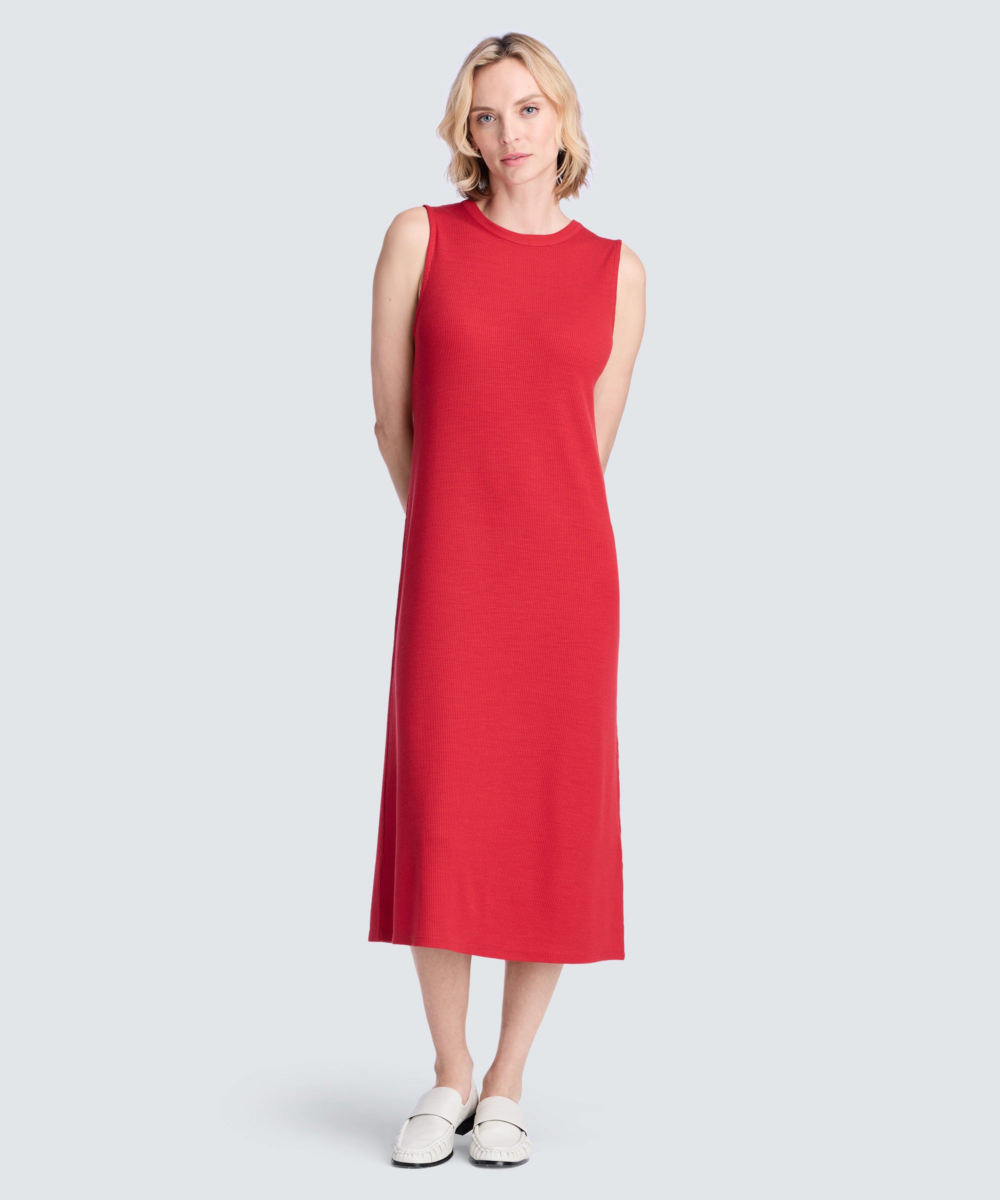 Women's Rib Merino Sleeveless Dress | Crimson | Size Large Women's Rib Merino Sleeveless Dress | Crimson | Size Large