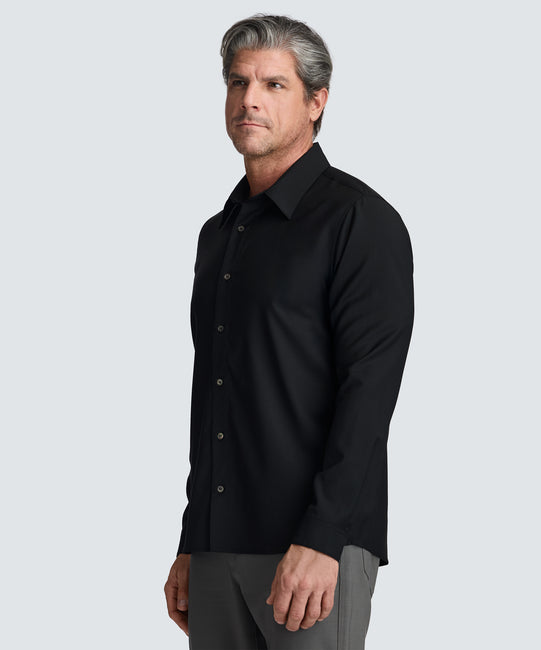 men's merino dress shirt Black Merino wool Shirt