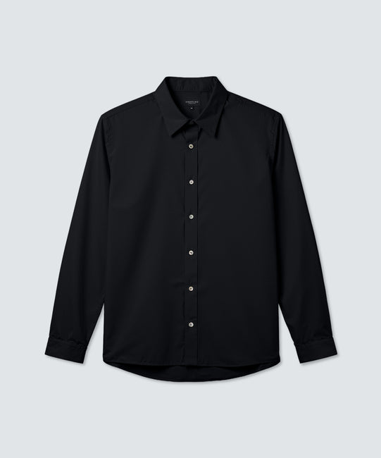 non iron dress shirt travel merino wrinkle resistant Black Merino wool Shirt