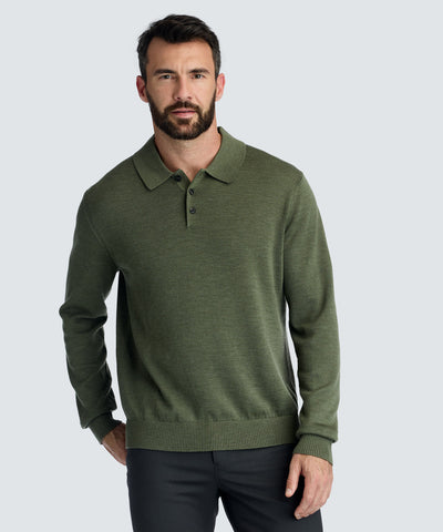 Men's Merino Knit Long Sleeve Polo