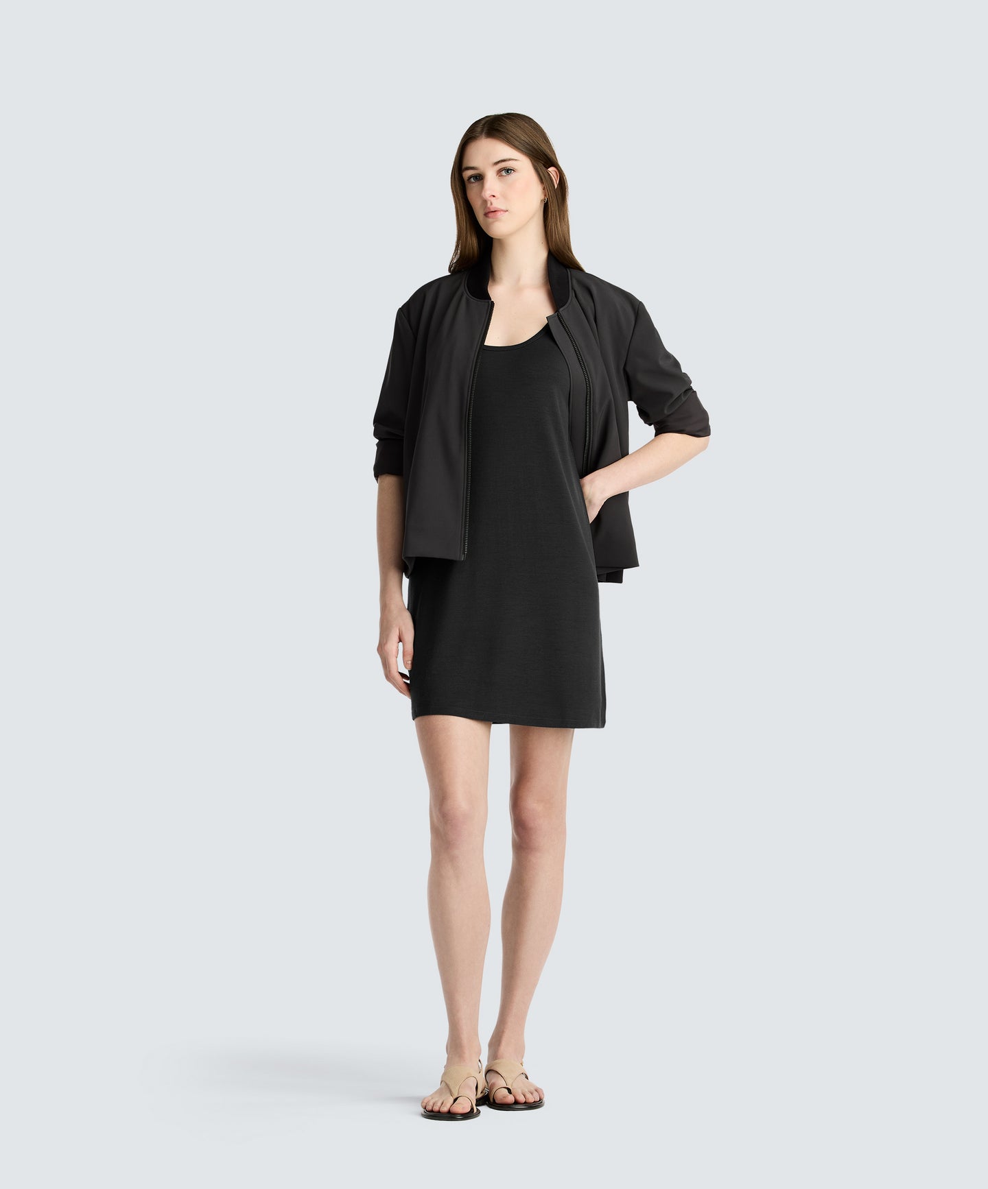 merino wool mini dress Women's Mini Merino Tank Top Dress | Black | Size Large