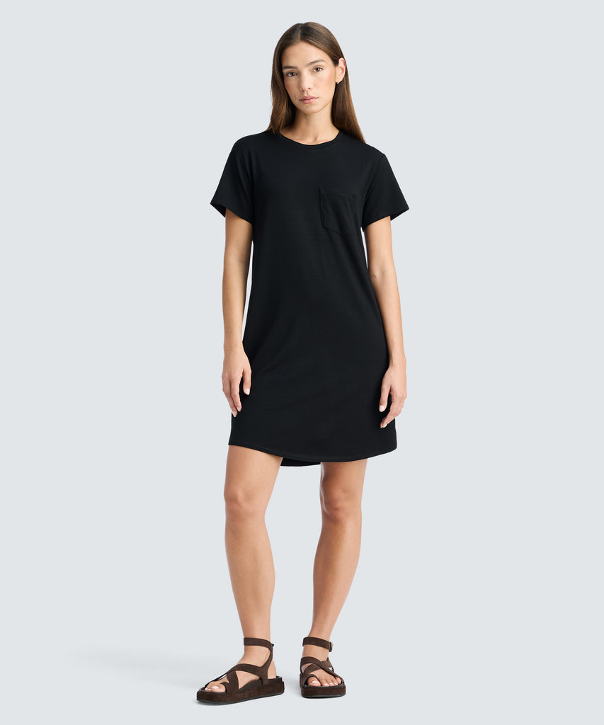 Women's Merino T-Shirt Dress | Charcoal | Size XS | Unbound Merino Women's Merino T-Shirt Dress | Charcoal | Size XS | Unbound Merino