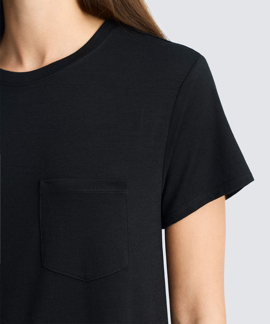 Women's Merino T-Shirt Dress | Black | Size XS | Unbound Merino Women's Merino T-Shirt Dress | Black | Size XS | Unbound Merino