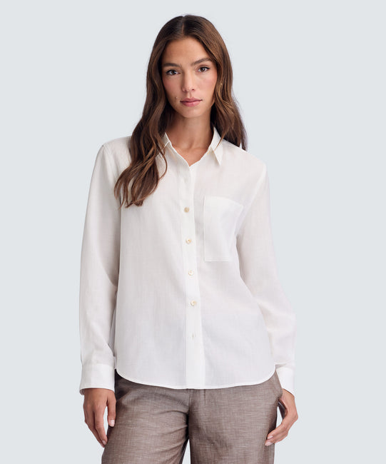 Women's Merino Linen Shirt | Chambray | Size Small