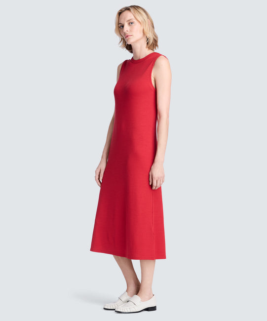 Women's Rib Merino Sleeveless Dress | Crimson | Size Large