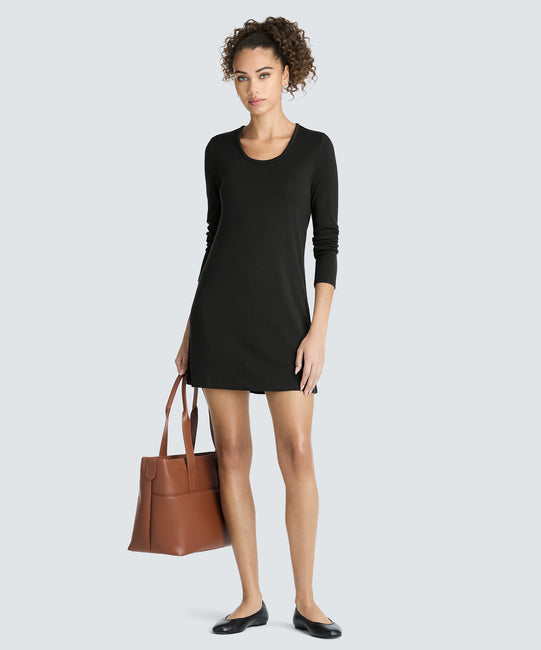 merino wool travel dress Women's Mini Merino Long Sleeve Top Dress | Ruby Waves | Size XL