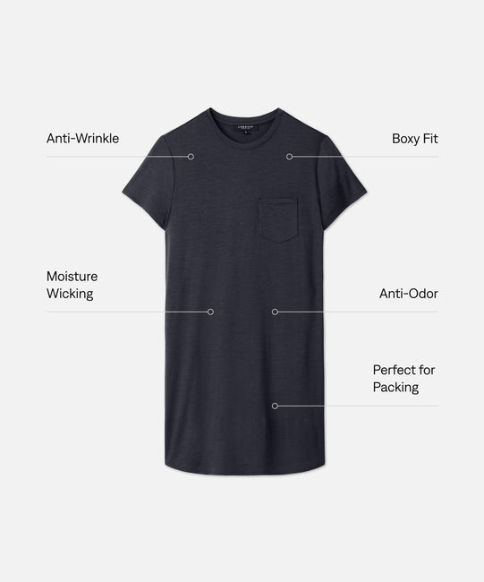 merino wool t shirt dress Merino T-Shirt Dress Black / LARGE