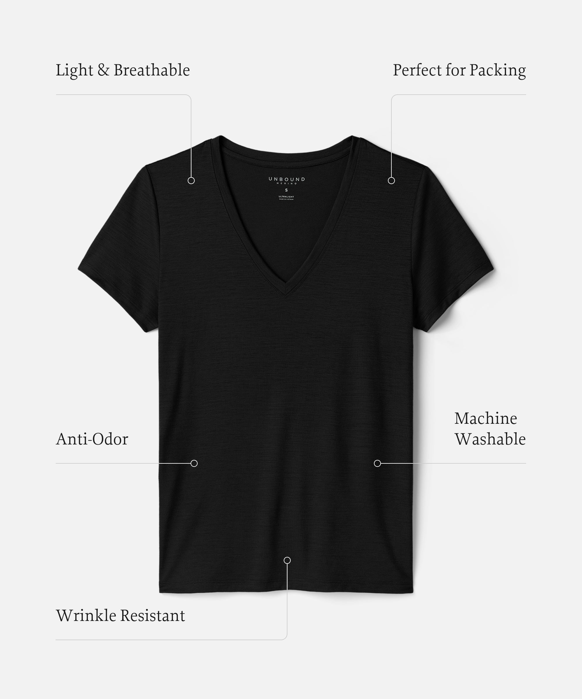 Women's Ultralight Merino V-Neck T-Shirt | Unbound Merino