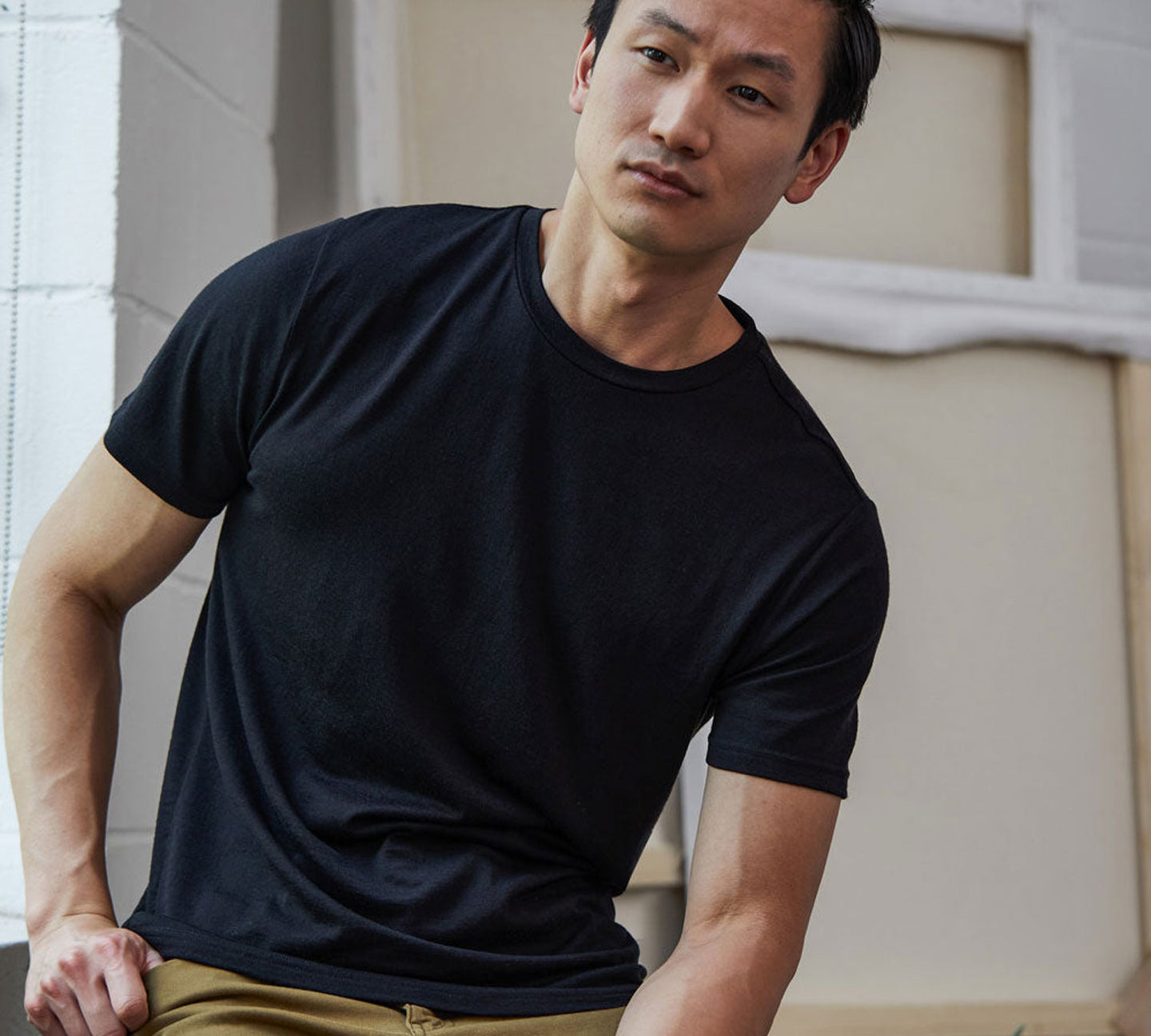 Tall Crew Neck T Shirts Merino Wool Crew Neck T-Shirt For Tall Men