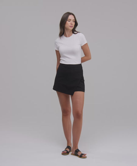 Skort Spiro Femme - Séchage Rapide, Taille Haute - Pour Sport, Yoga, Running (Noir)