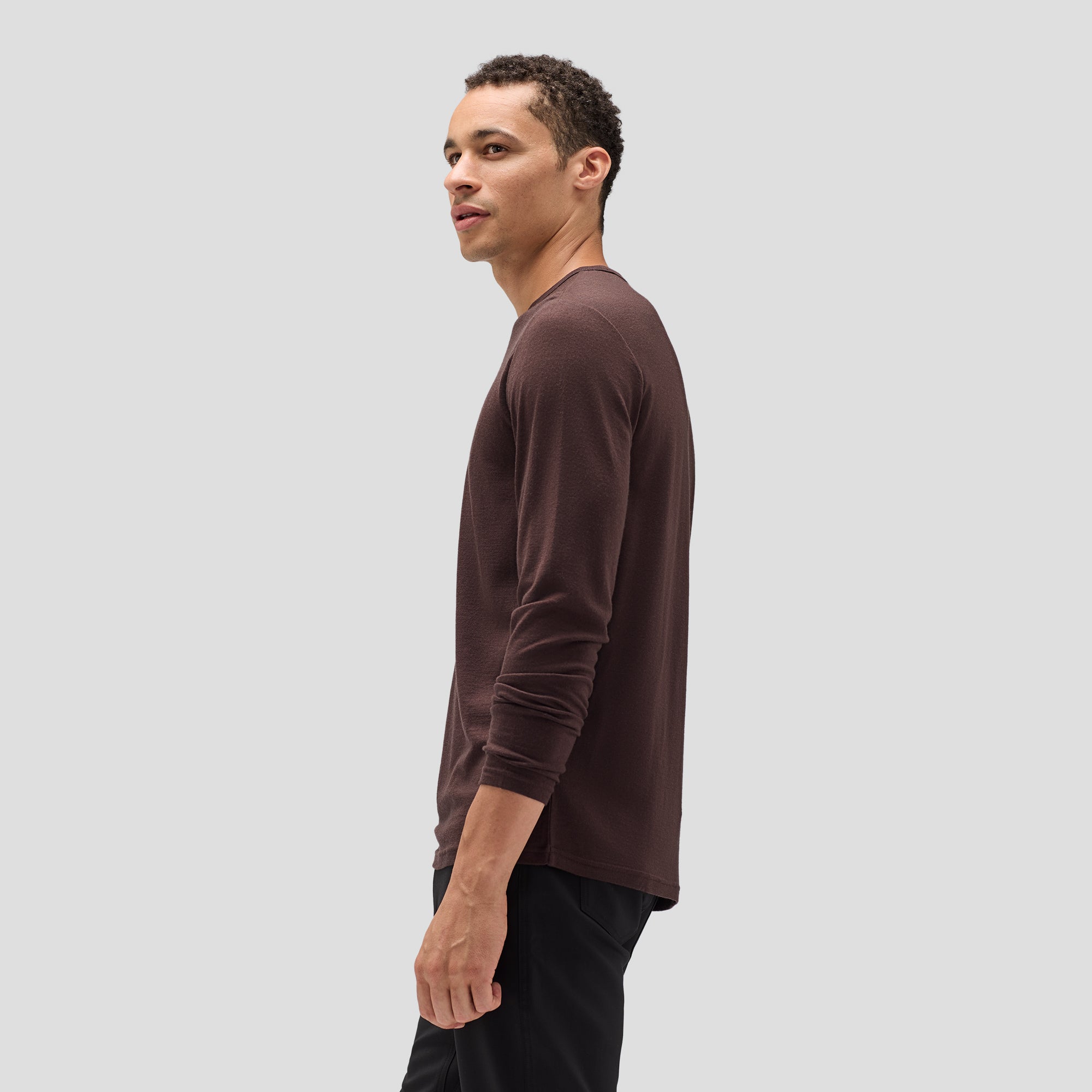 Unbound Merino Burgandy Merino Wool outlet Crew Long Sleeve Shirt