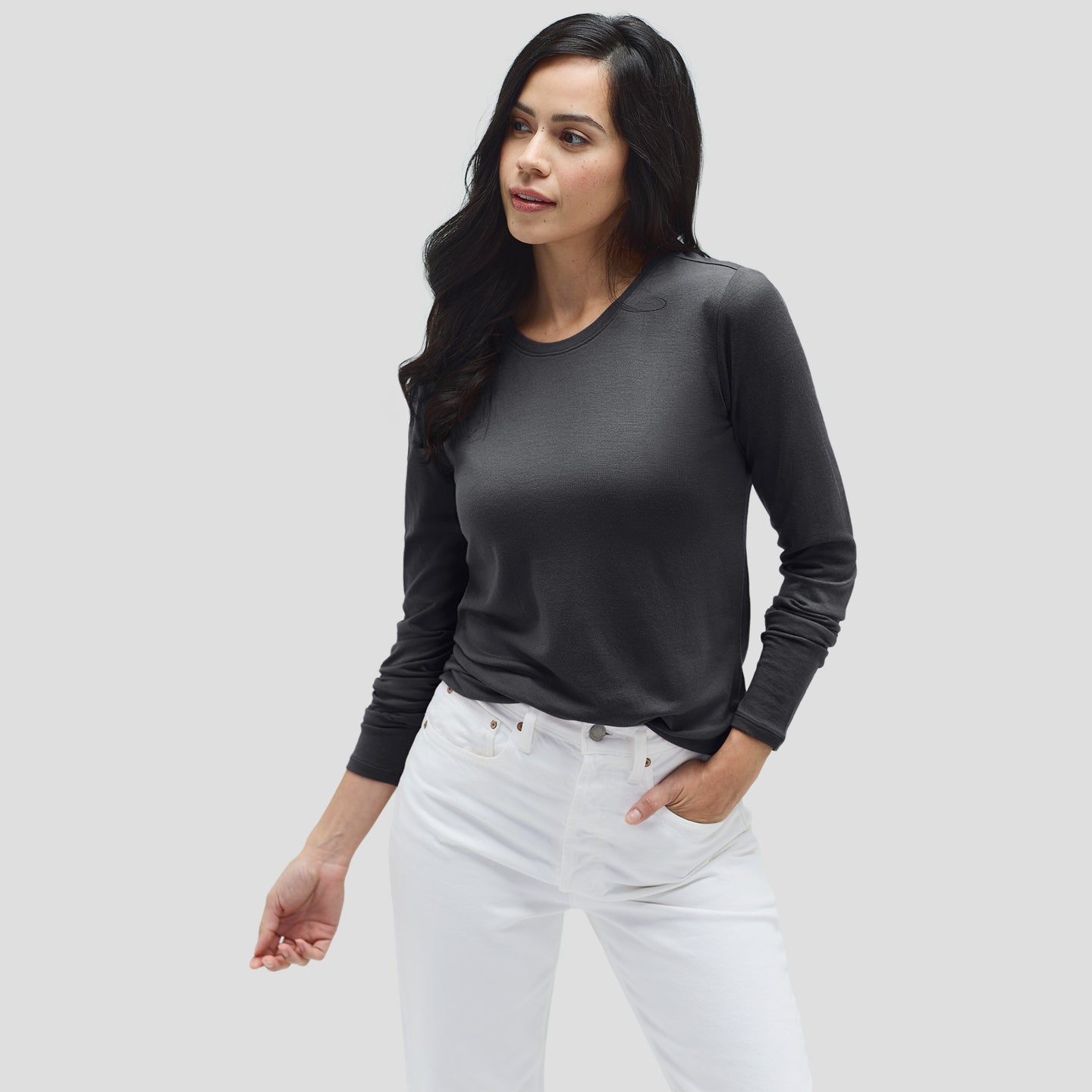 Black long sleeve t shirt cheap womens