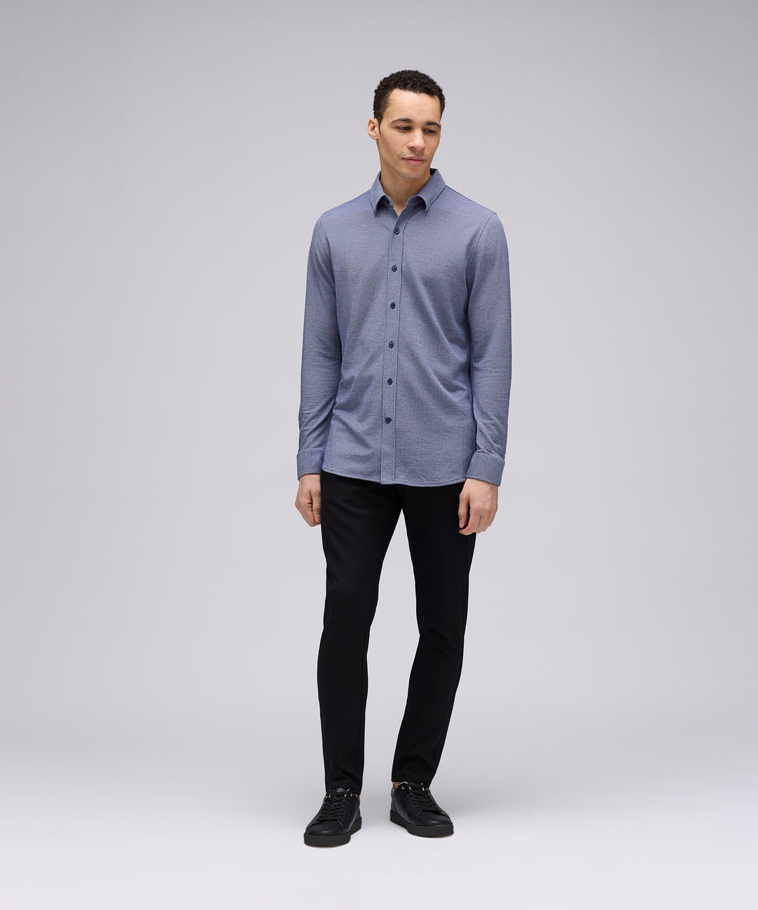 Mens Merino Button-Up - Coastal Blue