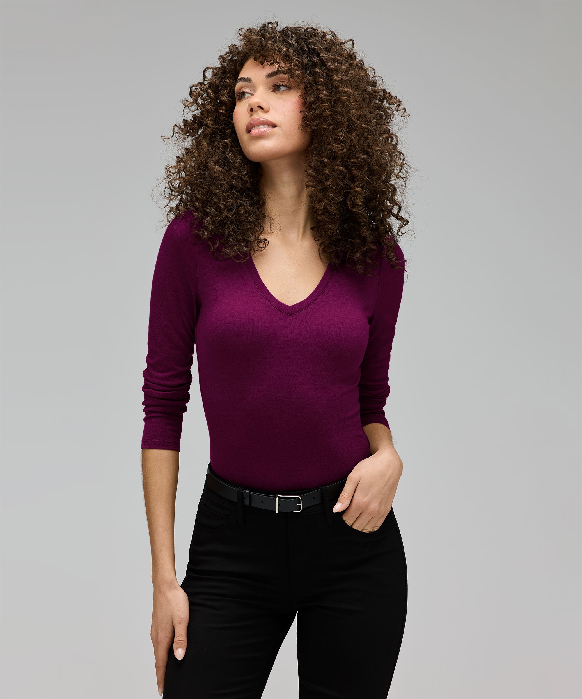Women's Slim Merino Long Sleeve V-Neck | Unbound Merino