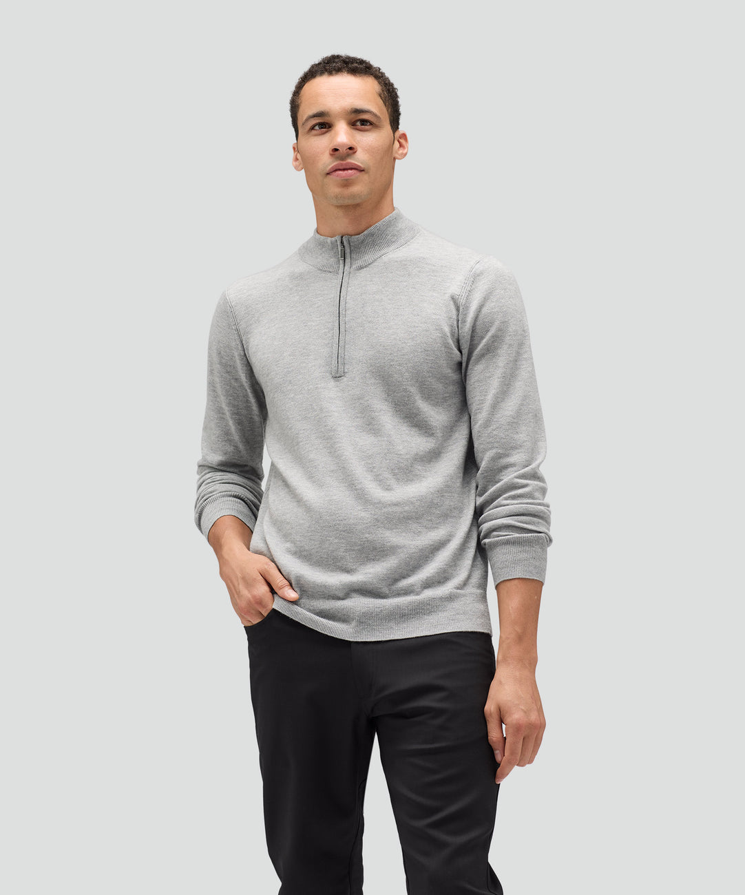 Cashmere Quarter Zip Sweater - Grey