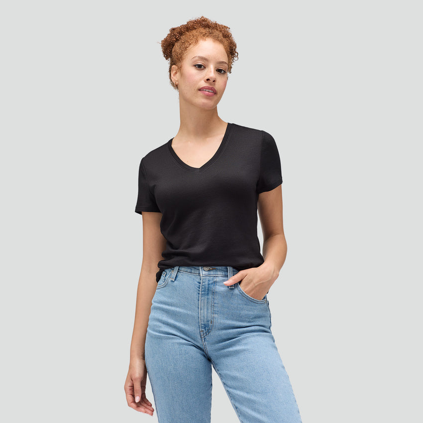 Women's V-Neck T-Shirt - Black