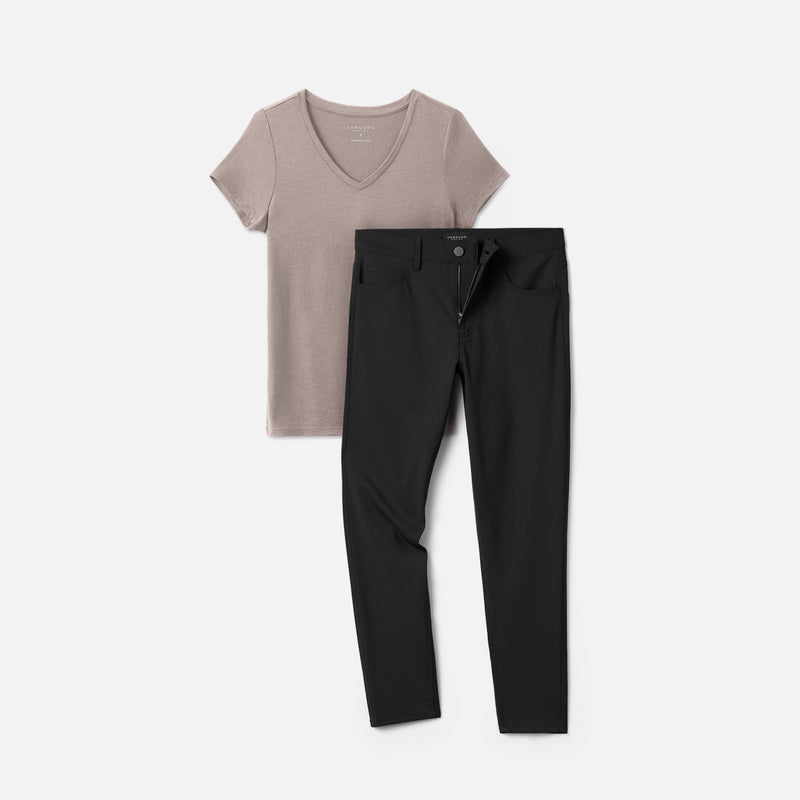 Women's Slim Travel Pants + T-Shirt