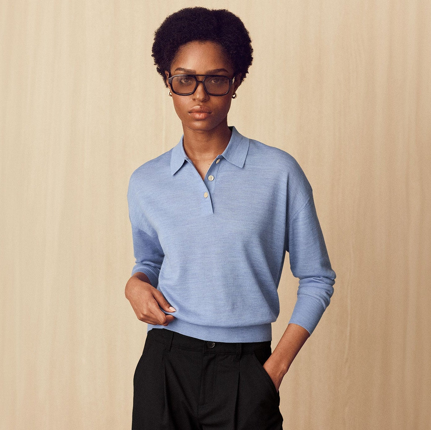Women's Long Sleeve Fine Knit Polo | Unbound Merino