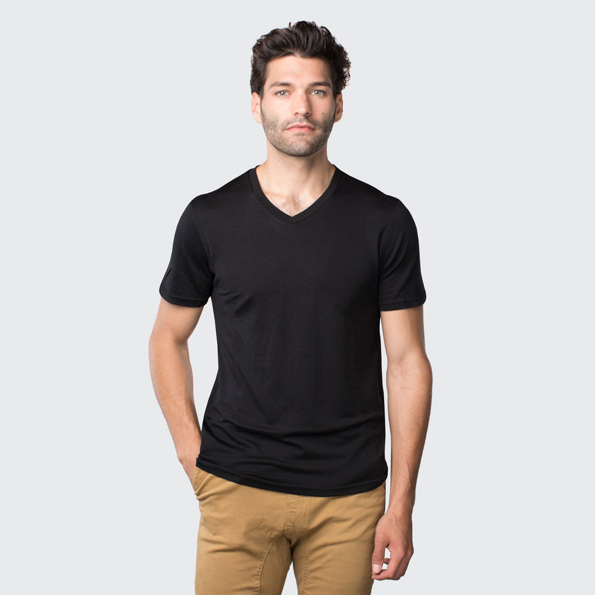 Men s Merino V Neck T Shirt Unbound Merino